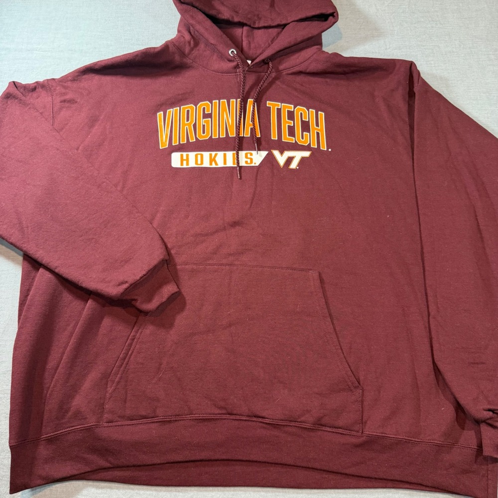 Hanes Virginia Tech Hoodie Mens 2XL Maroon Excellent Hokies NCAA Pullover